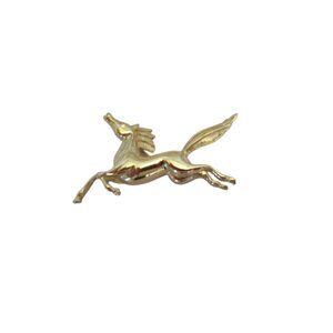 Vintage 80s Signed Trifari Gold Tone Galloping Horse Brooch Pin